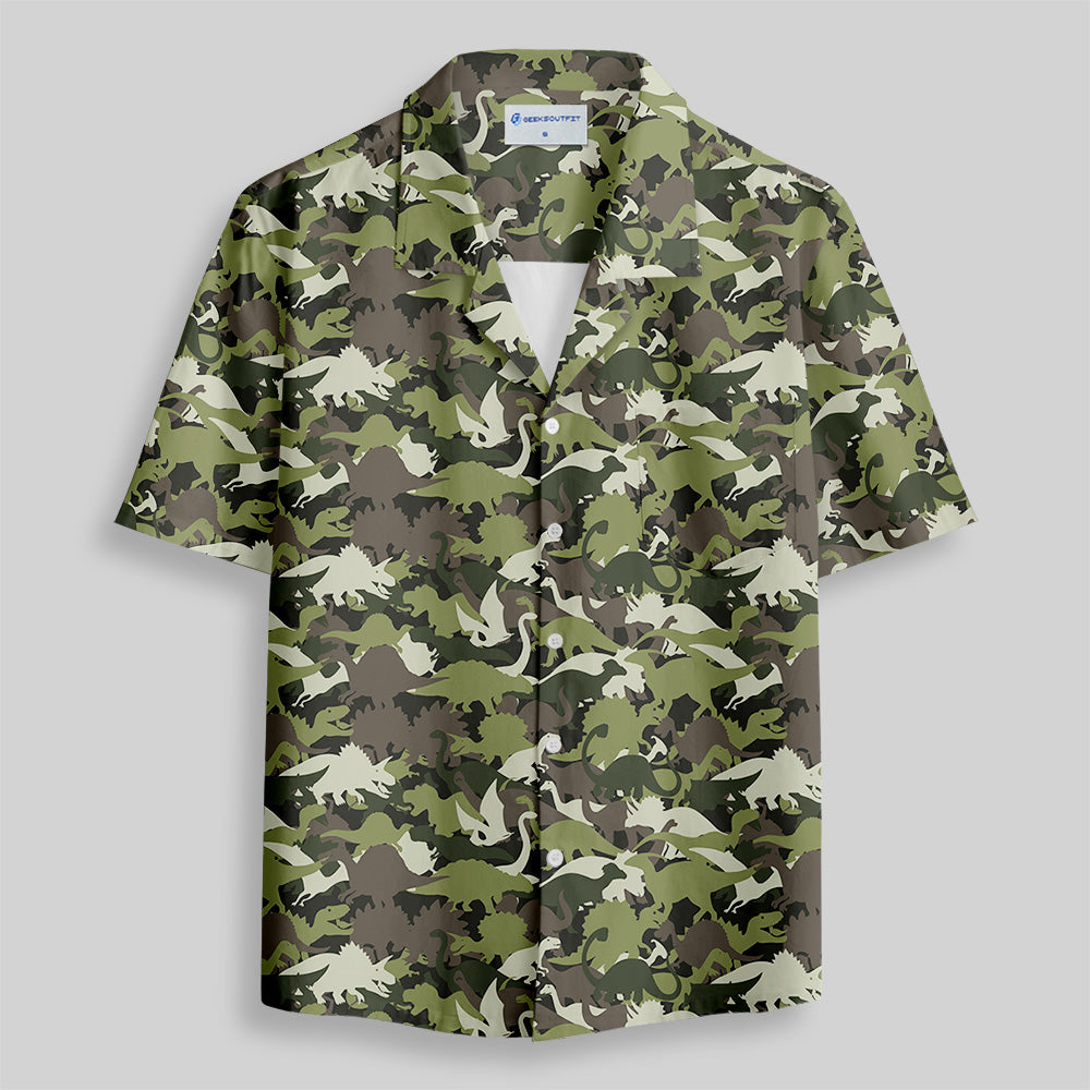 Chemise Hawaïenne à Poche - Dinosaure Camouflage