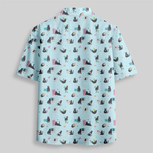 Chemise Hawaïenne à Poche - Chat au Travail