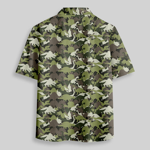 Chemise Hawaïenne à Poche - Dinosaure Camouflage