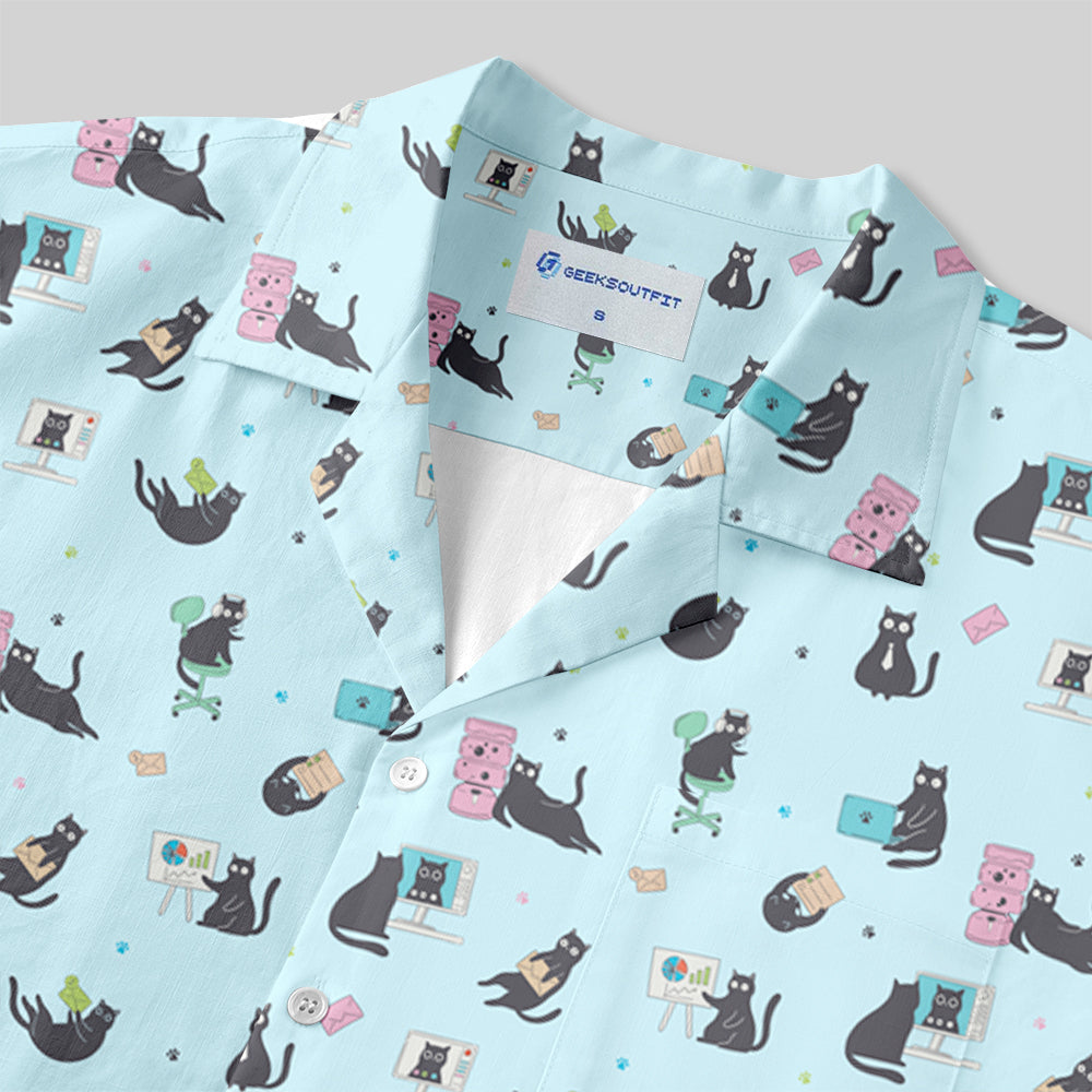 Chemise Hawaïenne à Poche - Chat au Travail