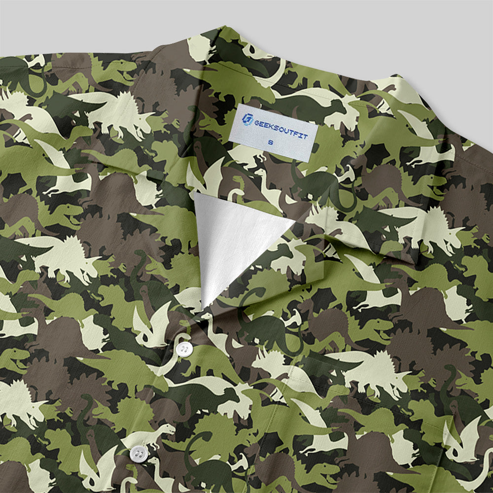 Chemise Hawaïenne à Poche - Dinosaure Camouflage
