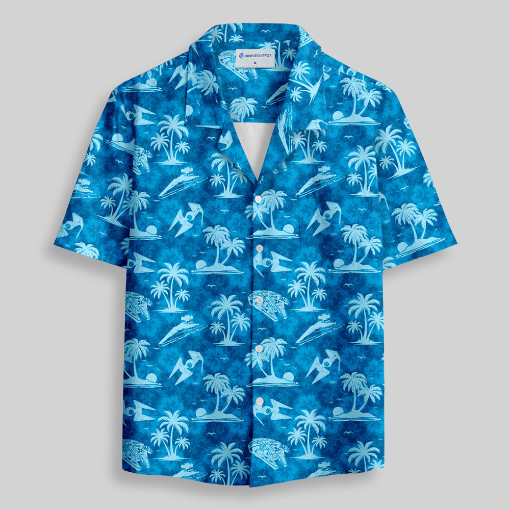 Chemise Hawaïenne à Poche - Avion Hawaïen Bleu