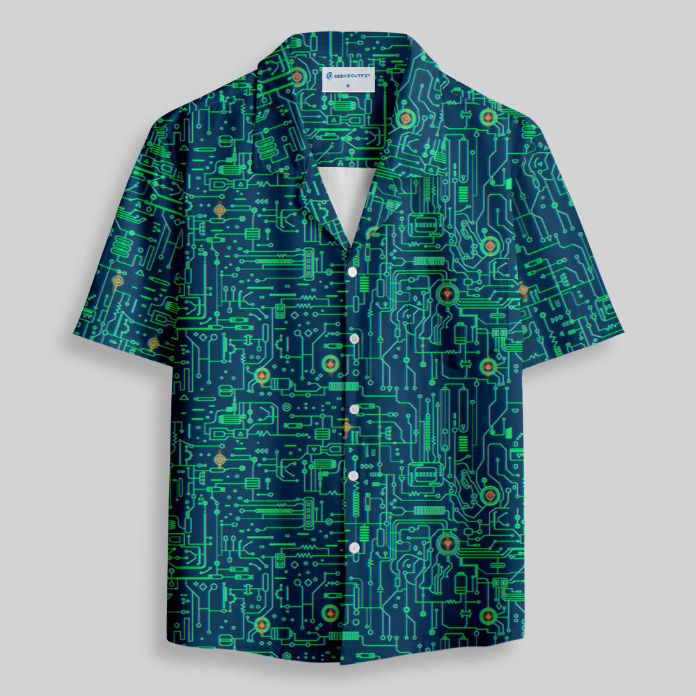 Chemise Hawaïenne à Poche - Carte Circuit Défectueuse Verte