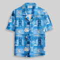 Chemise Hawaïenne à Poche - Tiki Hawaïen Traditionnel Bleu