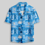 Chemise Hawaïenne à Poche - Tiki Hawaïen Traditionnel Bleu