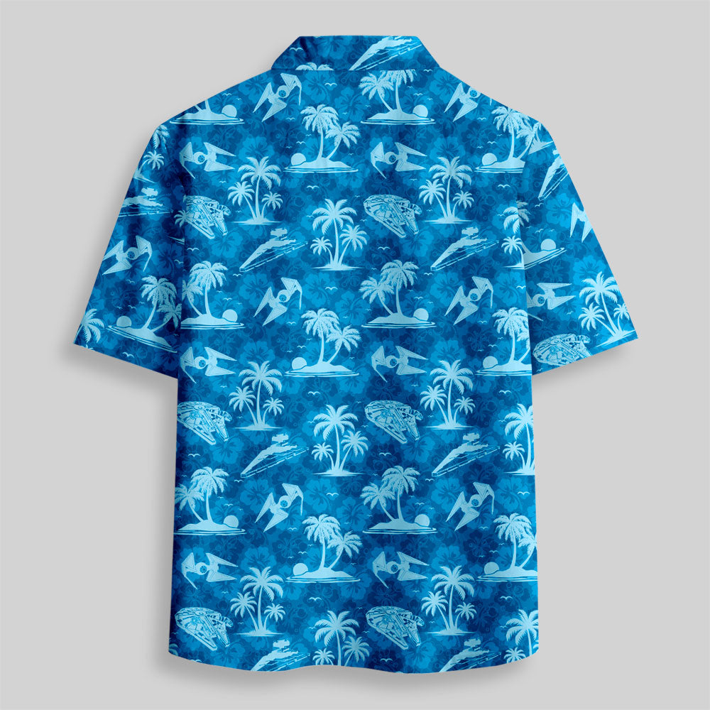 Chemise Hawaïenne à Poche - Avion Hawaïen Bleu