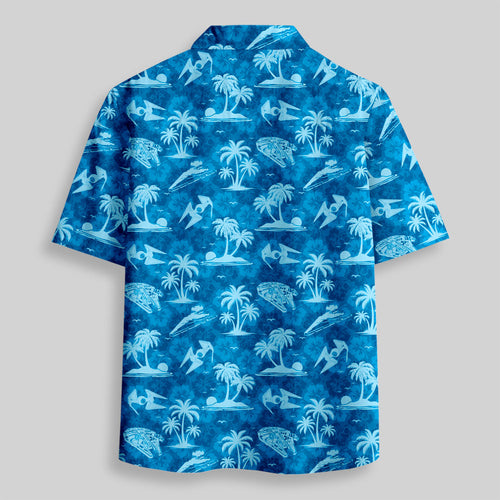 Chemise Hawaïenne à Poche - Avion Hawaïen Bleu