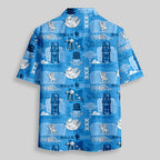 Chemise Hawaïenne à Poche - Tiki Hawaïen Traditionnel Bleu