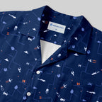 Chemise Hawaïenne à Poche - Icône de Vaisseau Spatial Bleu