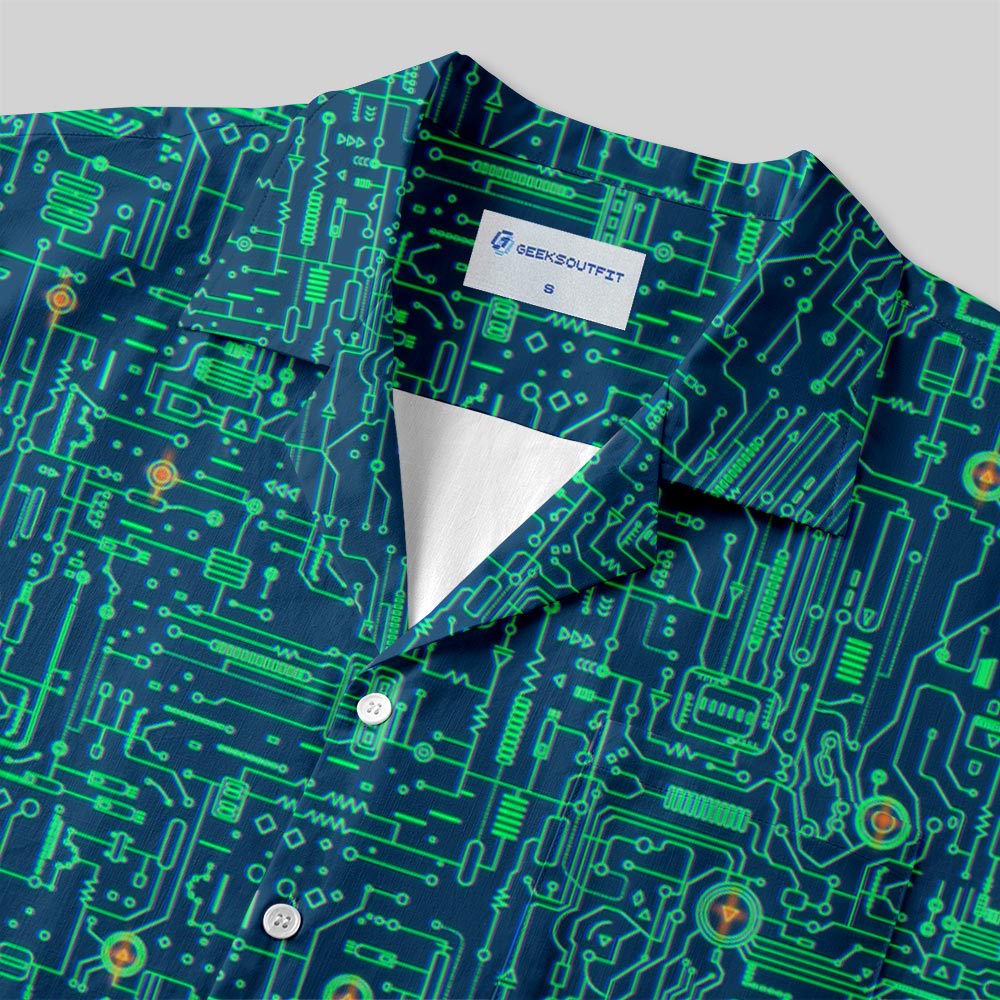 Chemise Hawaïenne à Poche - Carte Circuit Défectueuse Verte