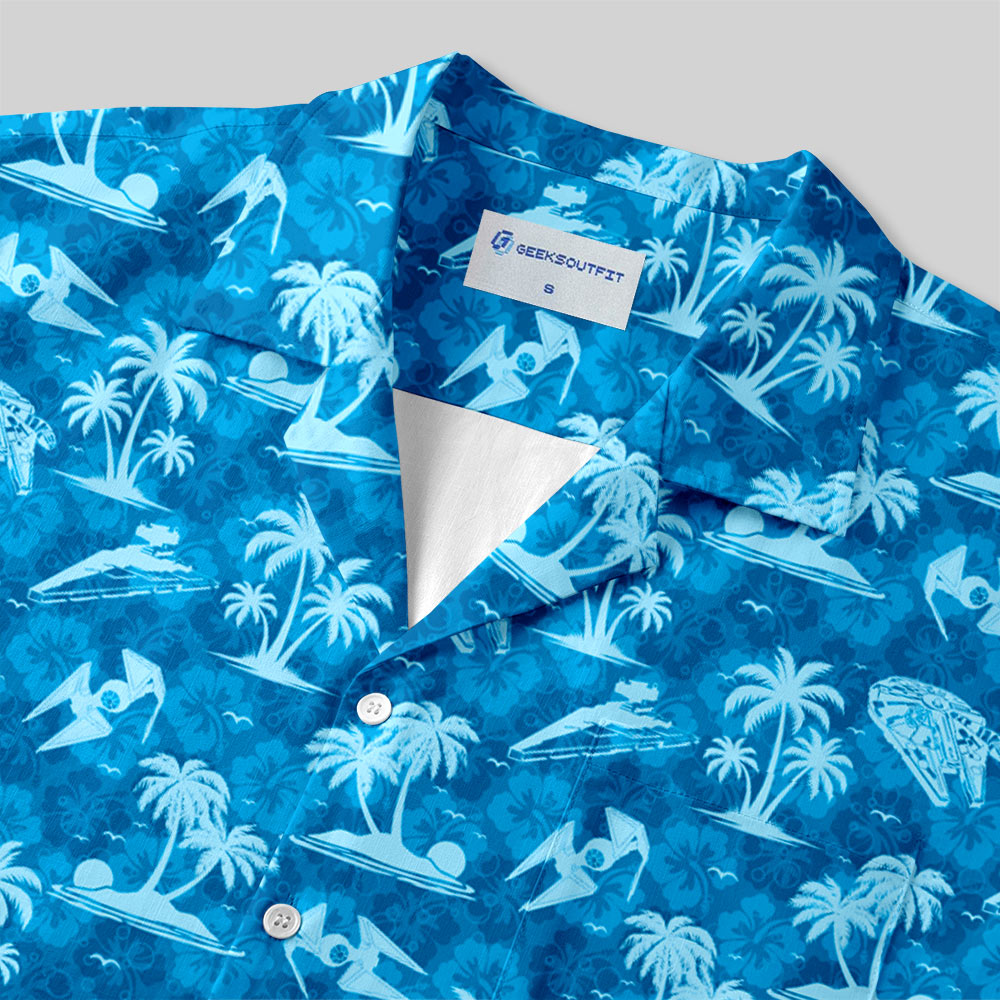 Chemise Hawaïenne à Poche - Avion Hawaïen Bleu