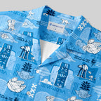 Chemise Hawaïenne à Poche - Tiki Hawaïen Traditionnel Bleu