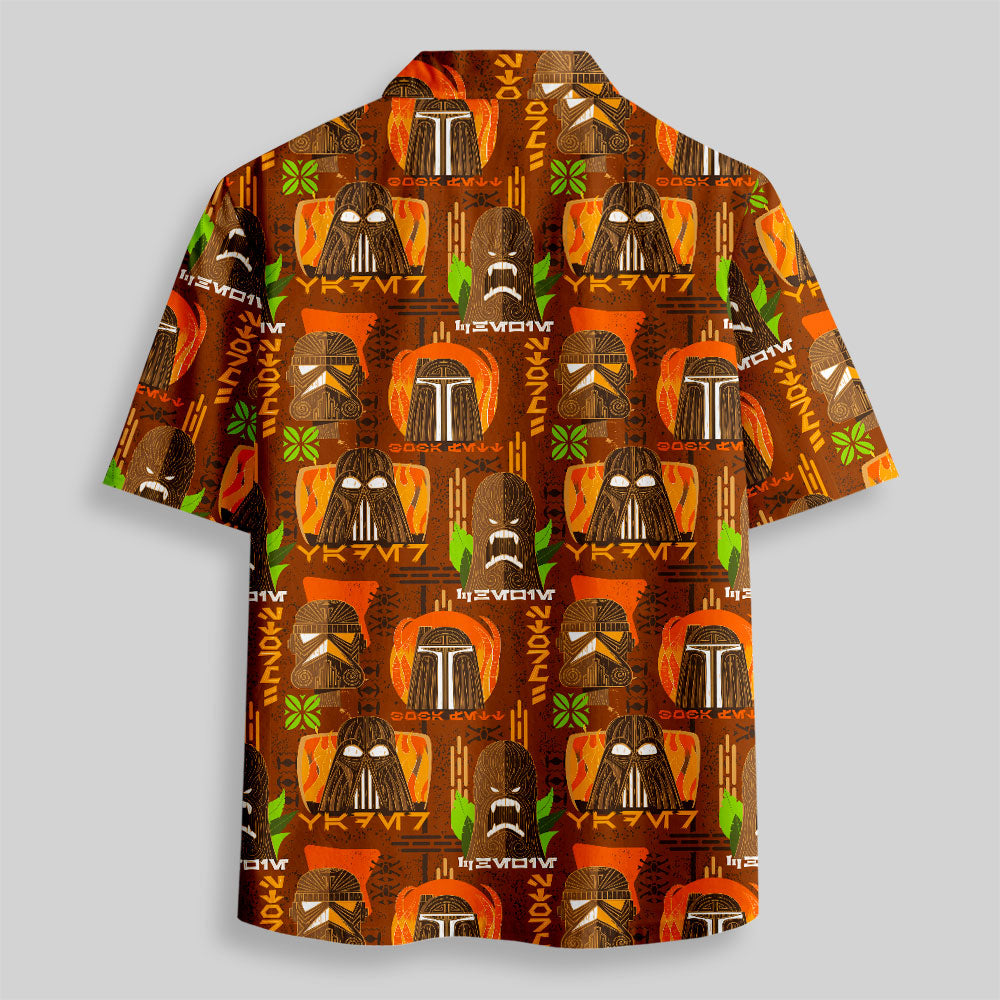 Chemise Hawaïenne à Poche - Tiki Hawaïen Traditionnel Marron