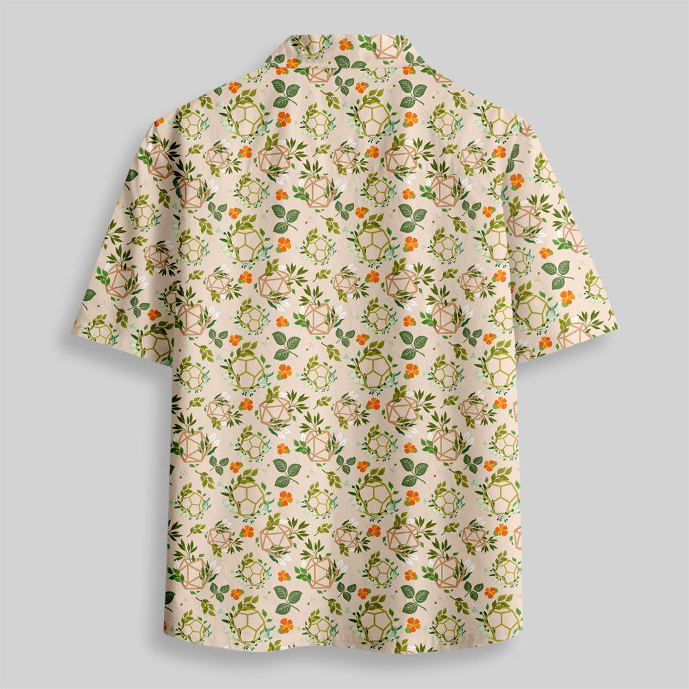 Chemise Hawaïenne à Poche - Dés de JDR Plantes Blanc Cassé