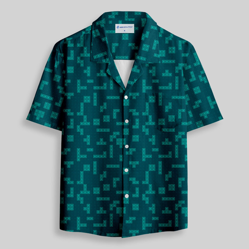 Chemise Hawaïenne à Poche - Jeux Rétro Russes Bleu