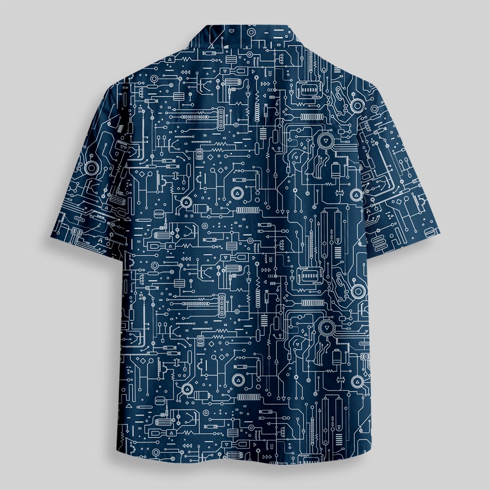 Chemise Hawaïenne à Poche - Carte Circuit Défectueuse Bleue