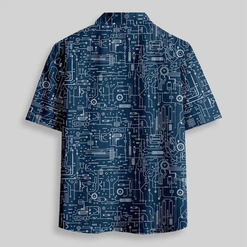 Chemise Hawaïenne à Poche - Carte Circuit Défectueuse Bleue