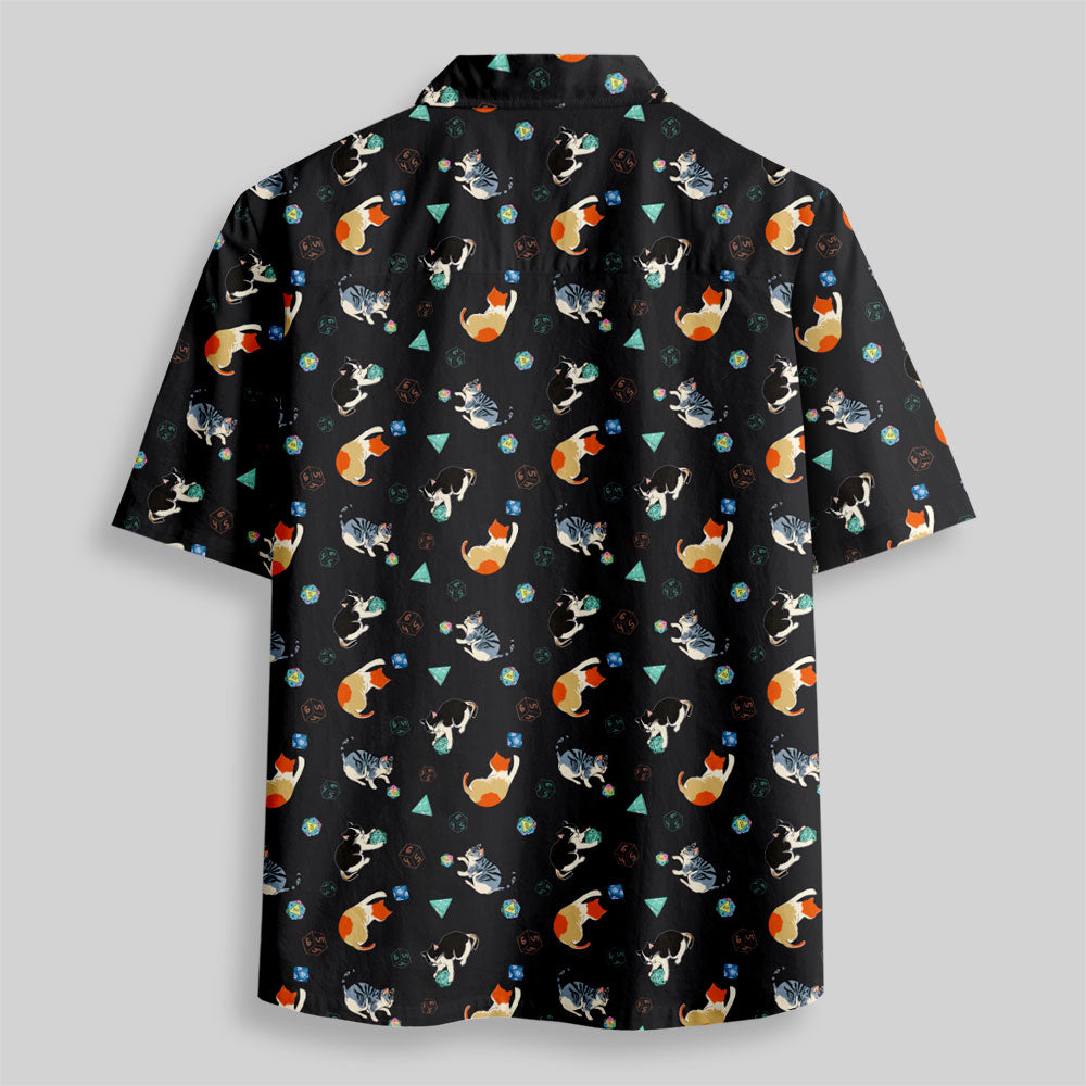 Chemise Hawaïenne à Poche - Plaisir Félin avec Dés de JDR Noir