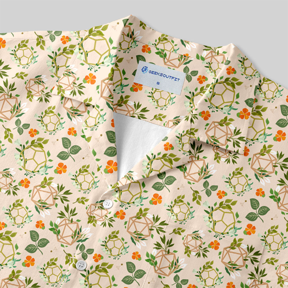 Chemise Hawaïenne à Poche - Dés de JDR Plantes Blanc Cassé