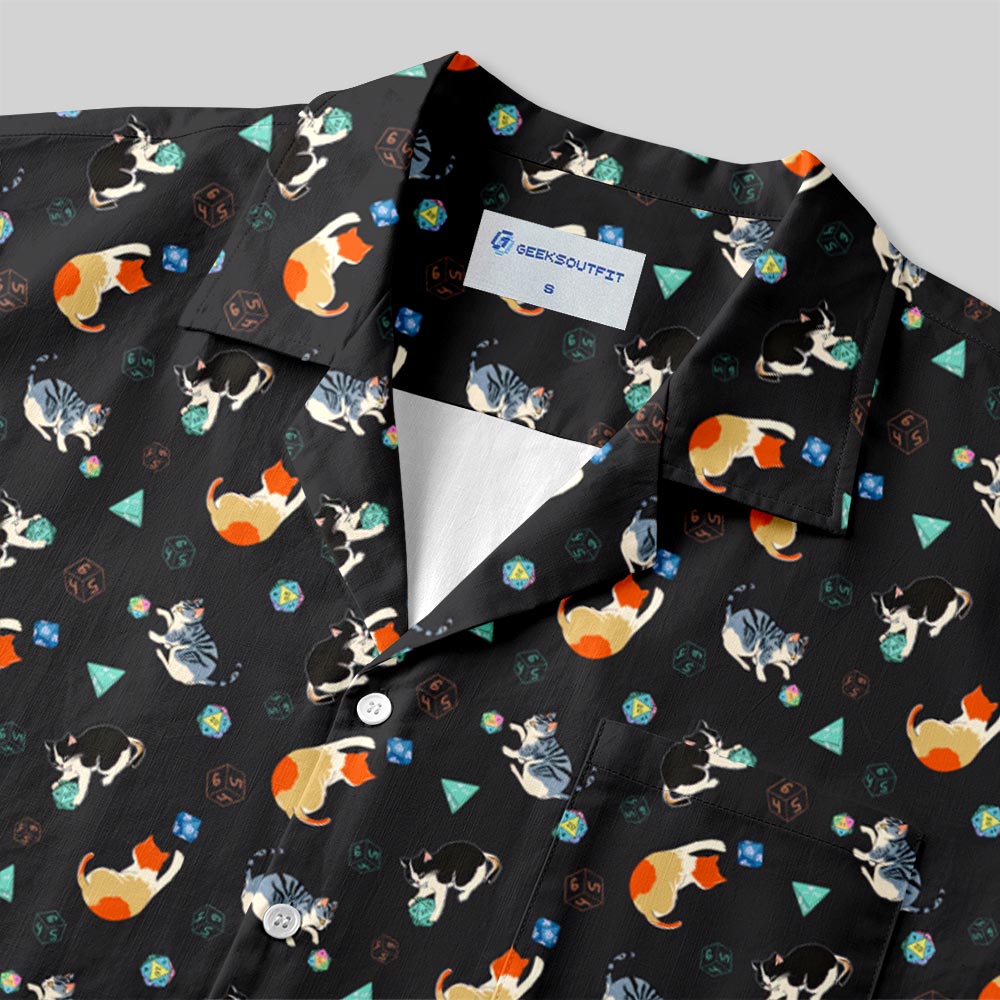Chemise Hawaïenne à Poche - Plaisir Félin avec Dés de JDR Noir