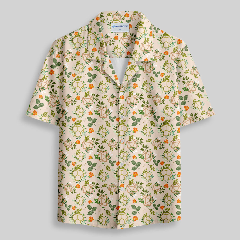 Chemise Hawaïenne à Poche - Dés de JDR Plantes Blanc Cassé