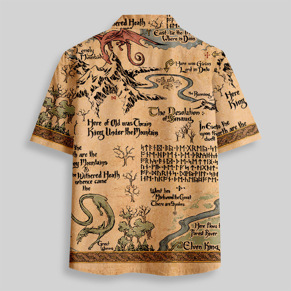 Chemise Hawaïenne à Poche - Carte Médiévale de Science-Fiction