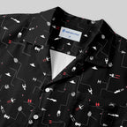 Chemise Hawaïenne à Poche - Icône de Vaisseau Spatial Noir