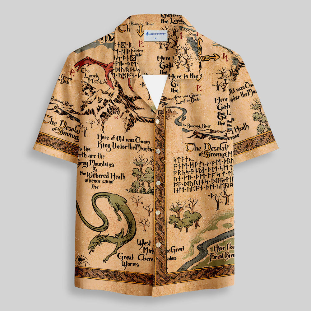Chemise Hawaïenne à Poche - Carte Médiévale de Science-Fiction