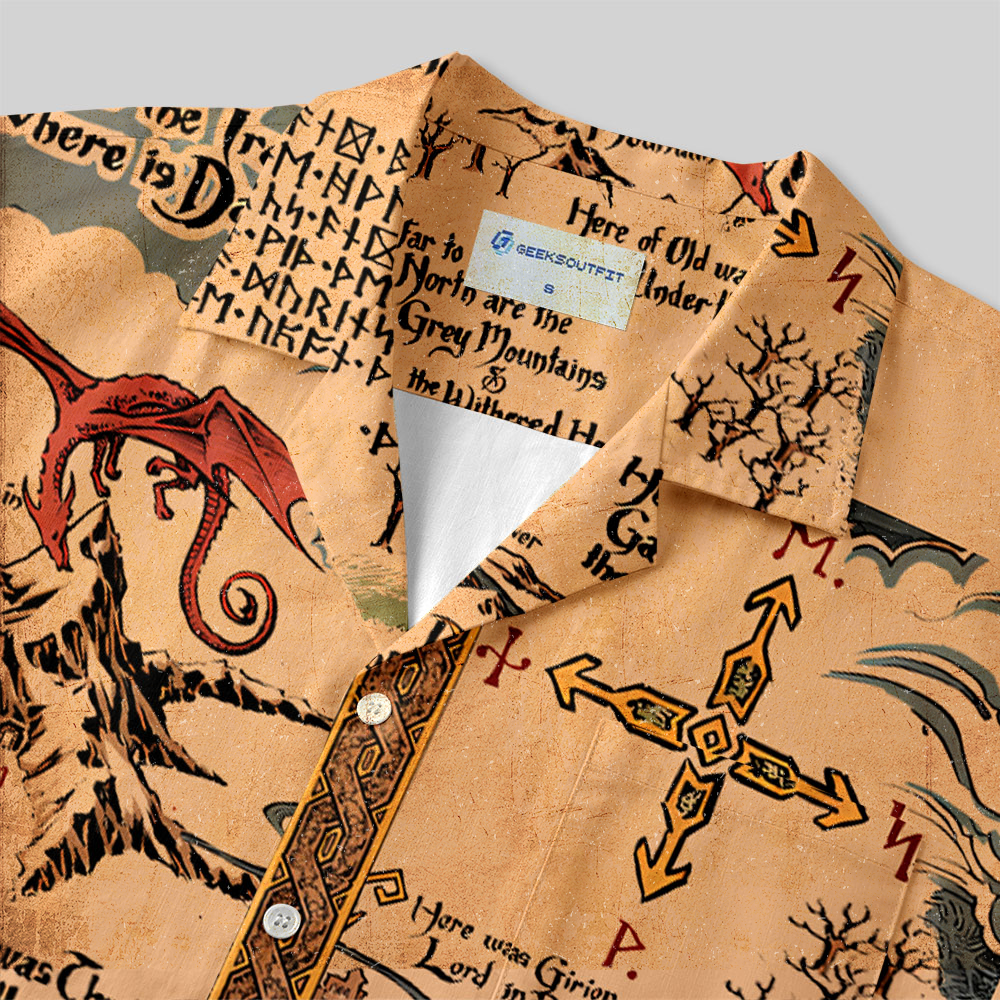 Chemise Hawaïenne à Poche - Carte Médiévale de Science-Fiction