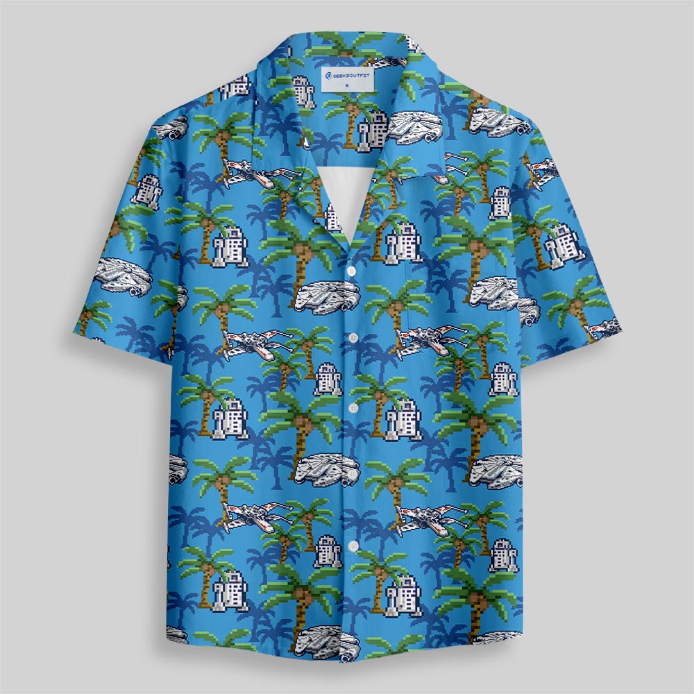 Chemise Hawaïenne à Poche - Espace Pixel Science-Fiction
