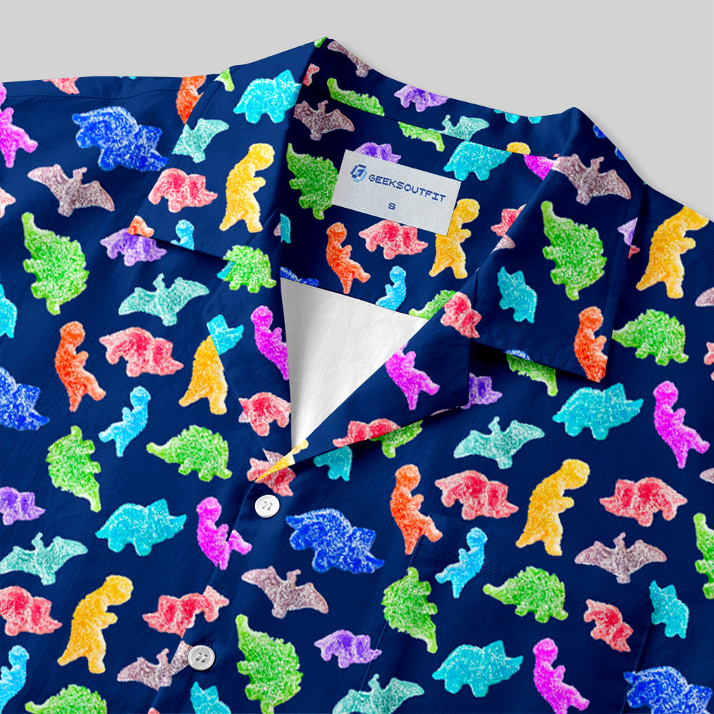 Chemise Hawaïenne à Poche - Dinosaures en Bonbon Acidulé
