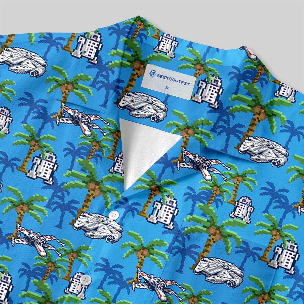 Chemise Hawaïenne à Poche - Espace Pixel Science-Fiction