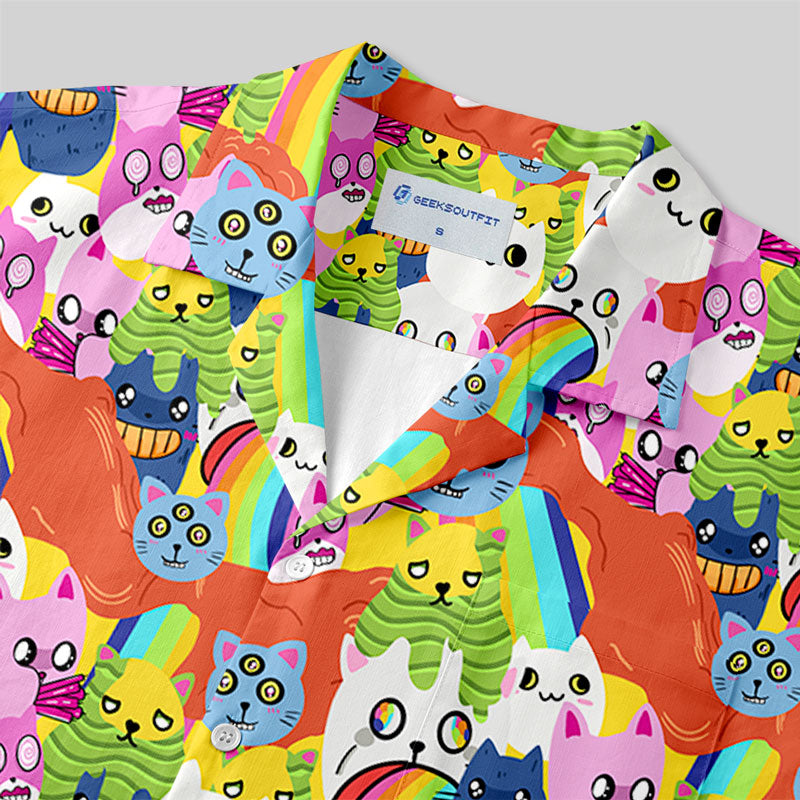 Chemise Hawaïenne à Poche - Chat Explosif
