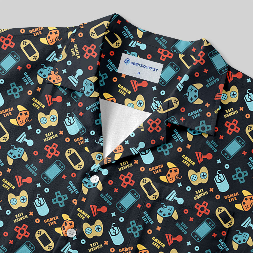 Chemise Hawaïenne à Poche - Manette de Jeu Rétro