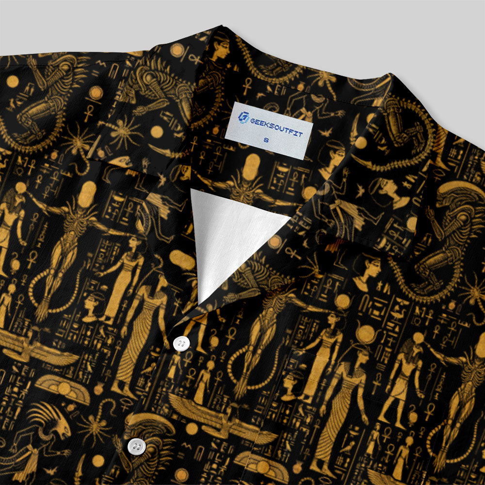 Chemise Hawaïenne à Poche - Fresque Égyptienne Extraterrestre