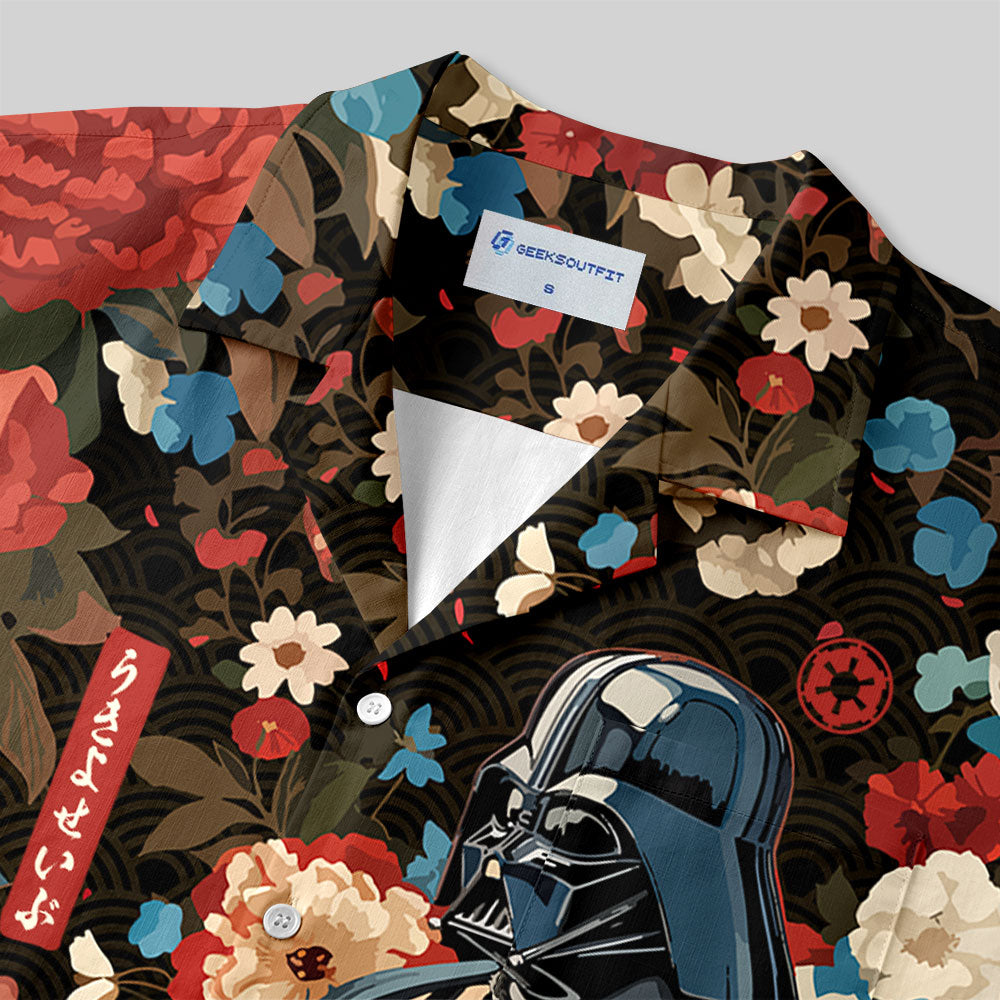 Chemise Hawaïenne à Poche - Guerrier de l'Ombre Livre de Fleurs Ukiyoe