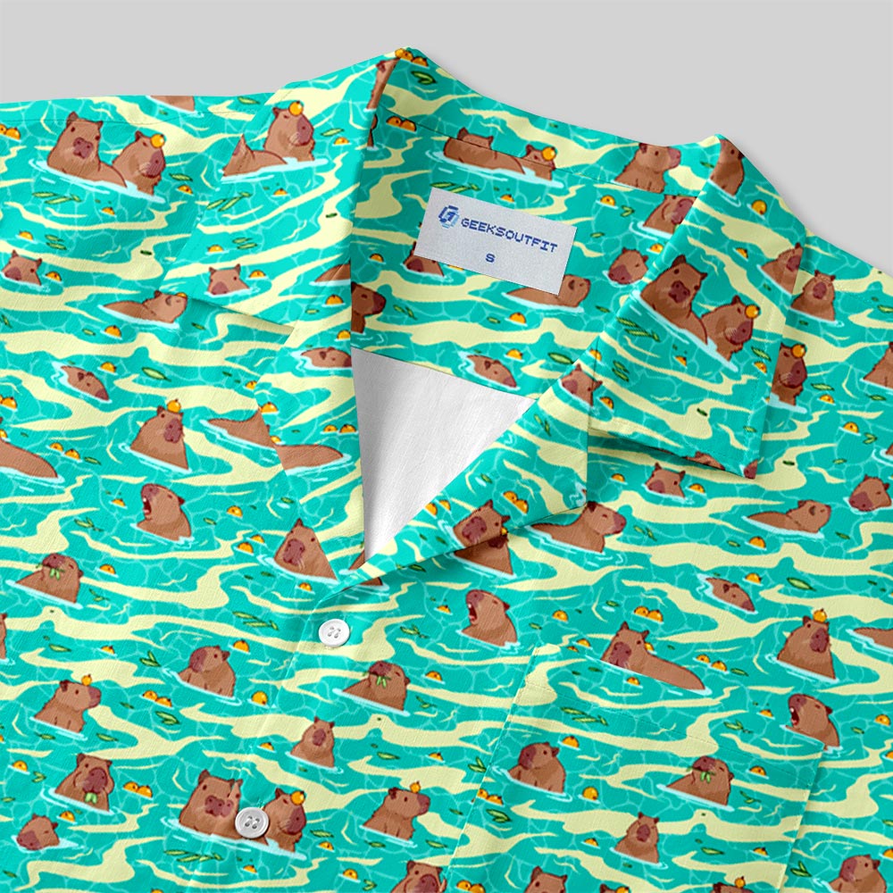 Chemise Hawaïenne à Poche - Capybara Nageur
