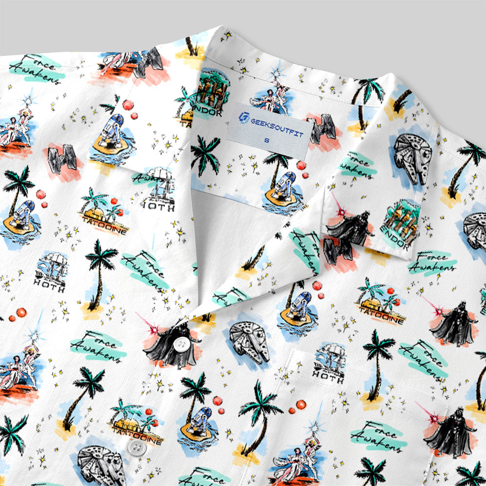 Chemise Hawaïenne à Poche - Scène Hawaïenne de Science-Fiction Drôle