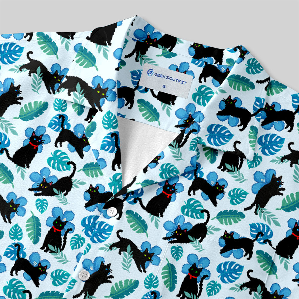 Chemise Hawaïenne à Poche - Chat en Pixel