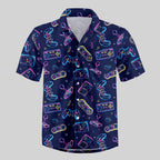 Chemise Hawaïenne à Poche - Console de Jeu Néon Cyberpunk
