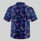 Chemise Hawaïenne à Poche - Console de Jeu Néon Cyberpunk