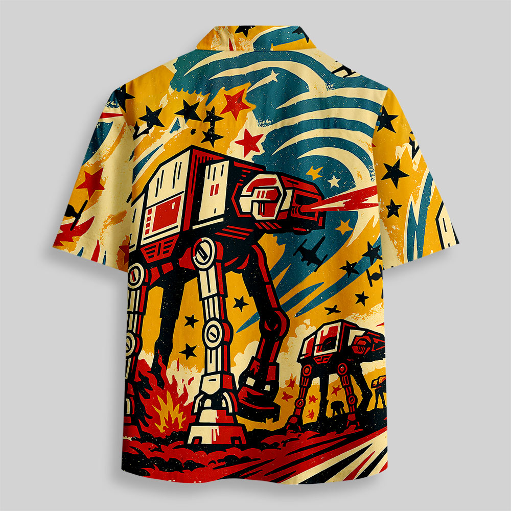 Chemise Hawaïenne à Poche - Marcheur Graffiti