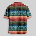 Chemise Hawaïenne à Poche - Silhouette de Forêt Sci-Fi