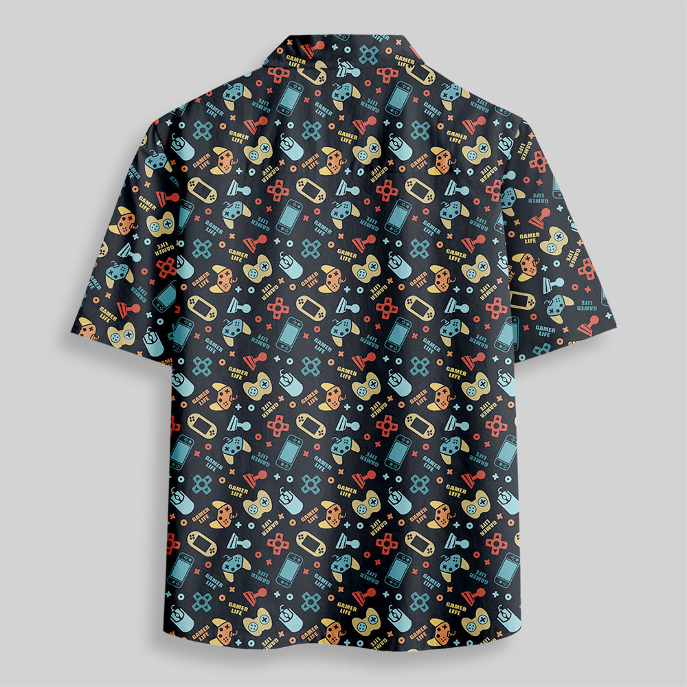 Chemise Hawaïenne à Poche - Manette de Jeu Rétro