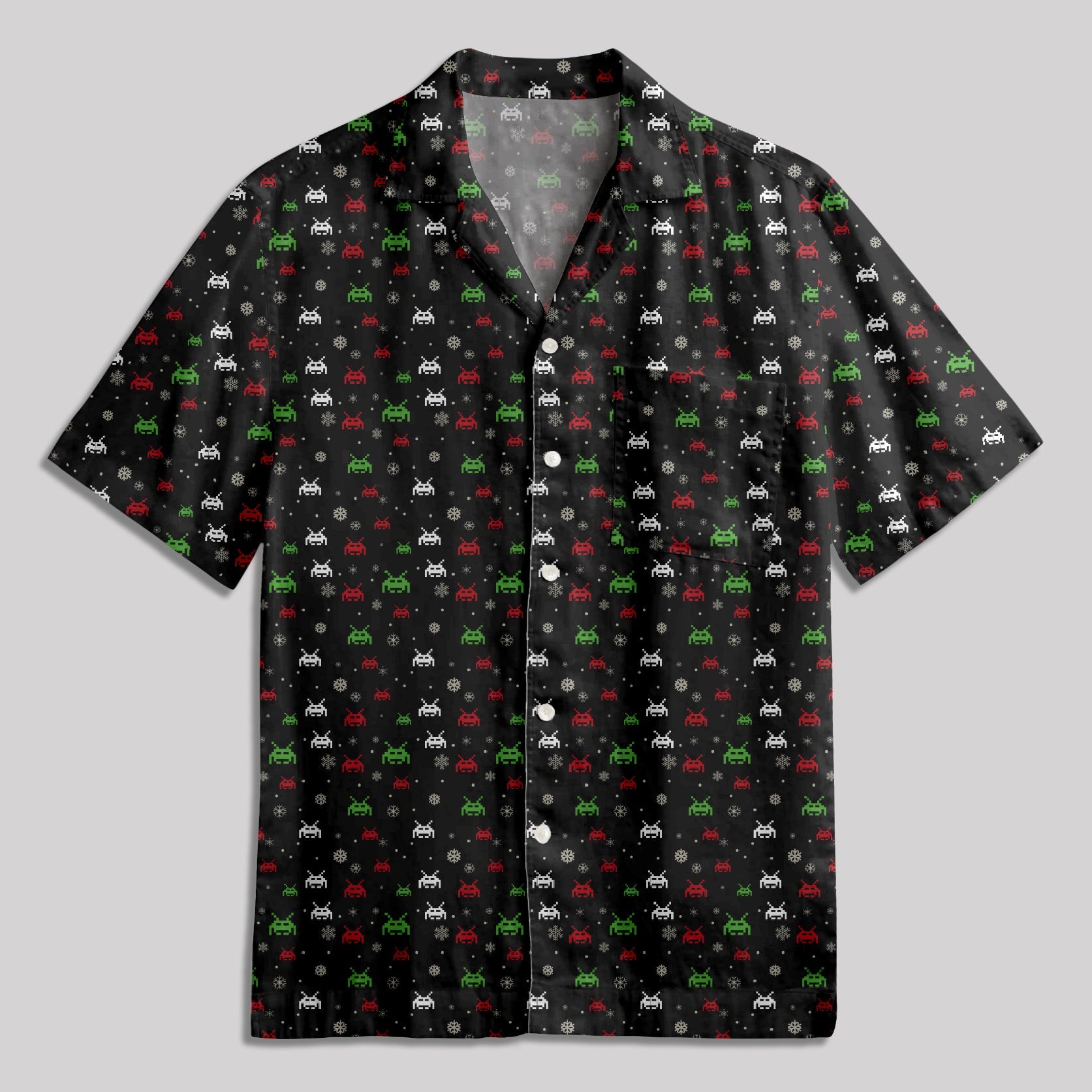 Chemise Hawaïenne à Poche - Éléments de Jeu Rétro de Noël