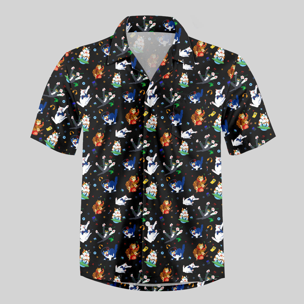 Chemise Hawaïenne à Poche - Jeu de Fantaisie Féline Deux