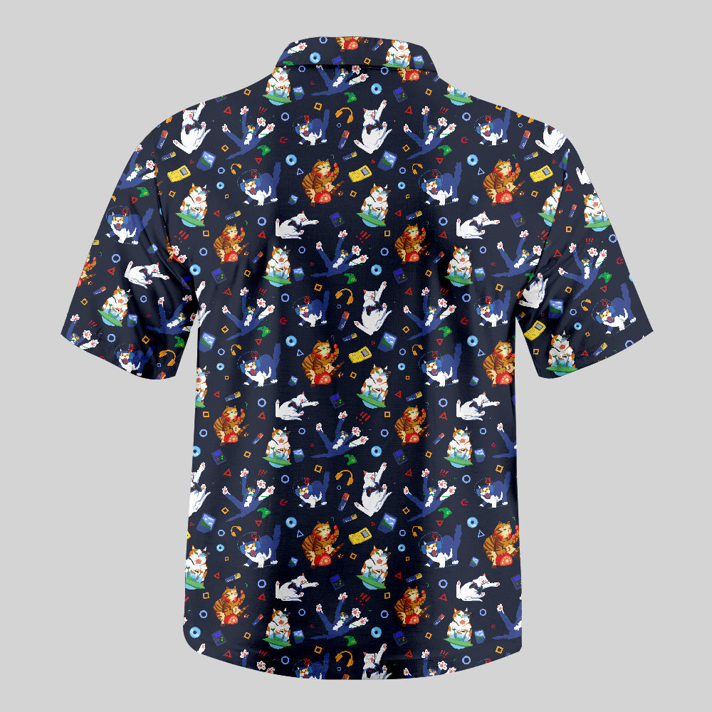 Chemise Hawaïenne à Poche - Jeu de Fantaisie Féline Deux