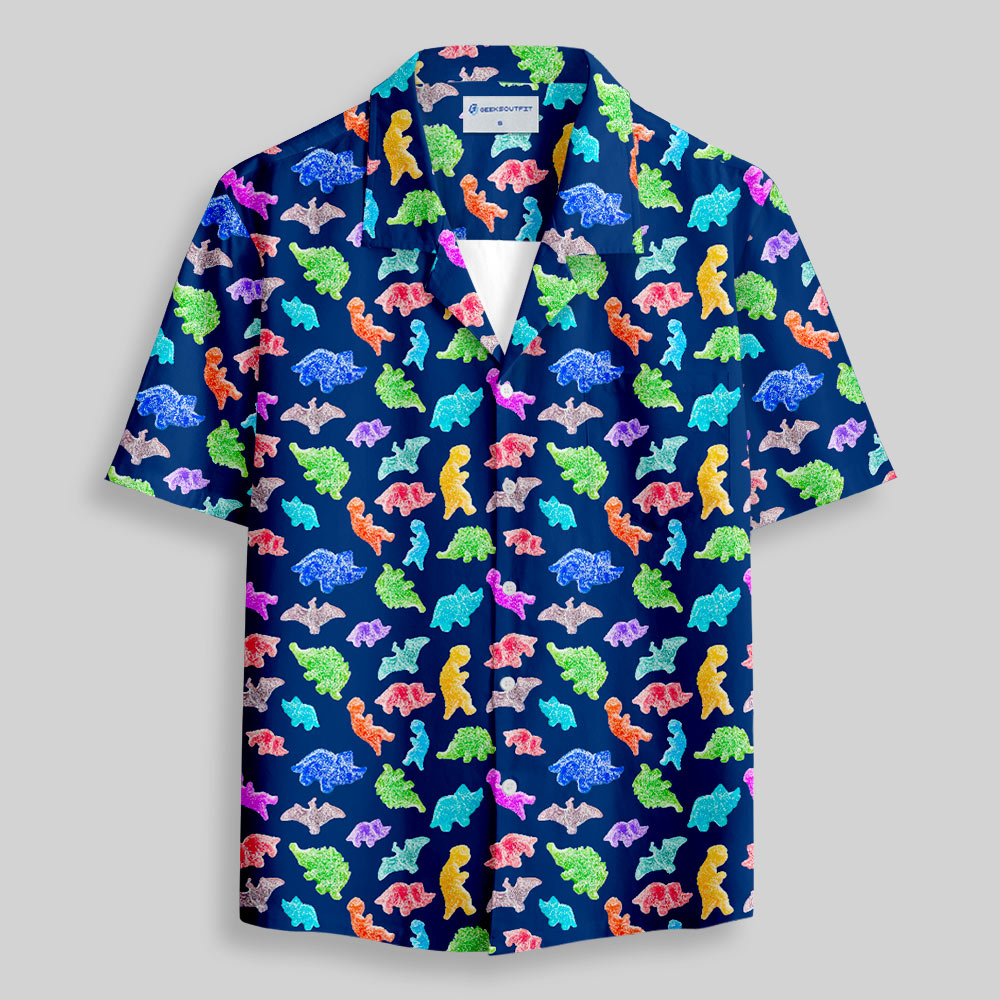 Chemise Hawaïenne à Poche - Dinosaures en Bonbon Acidulé