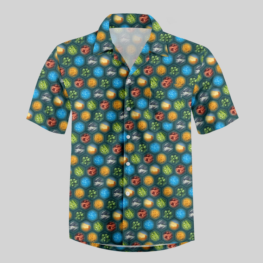 Chemise Hawaïenne à Poche - Imprimé Intégral Jeux de Société Vert