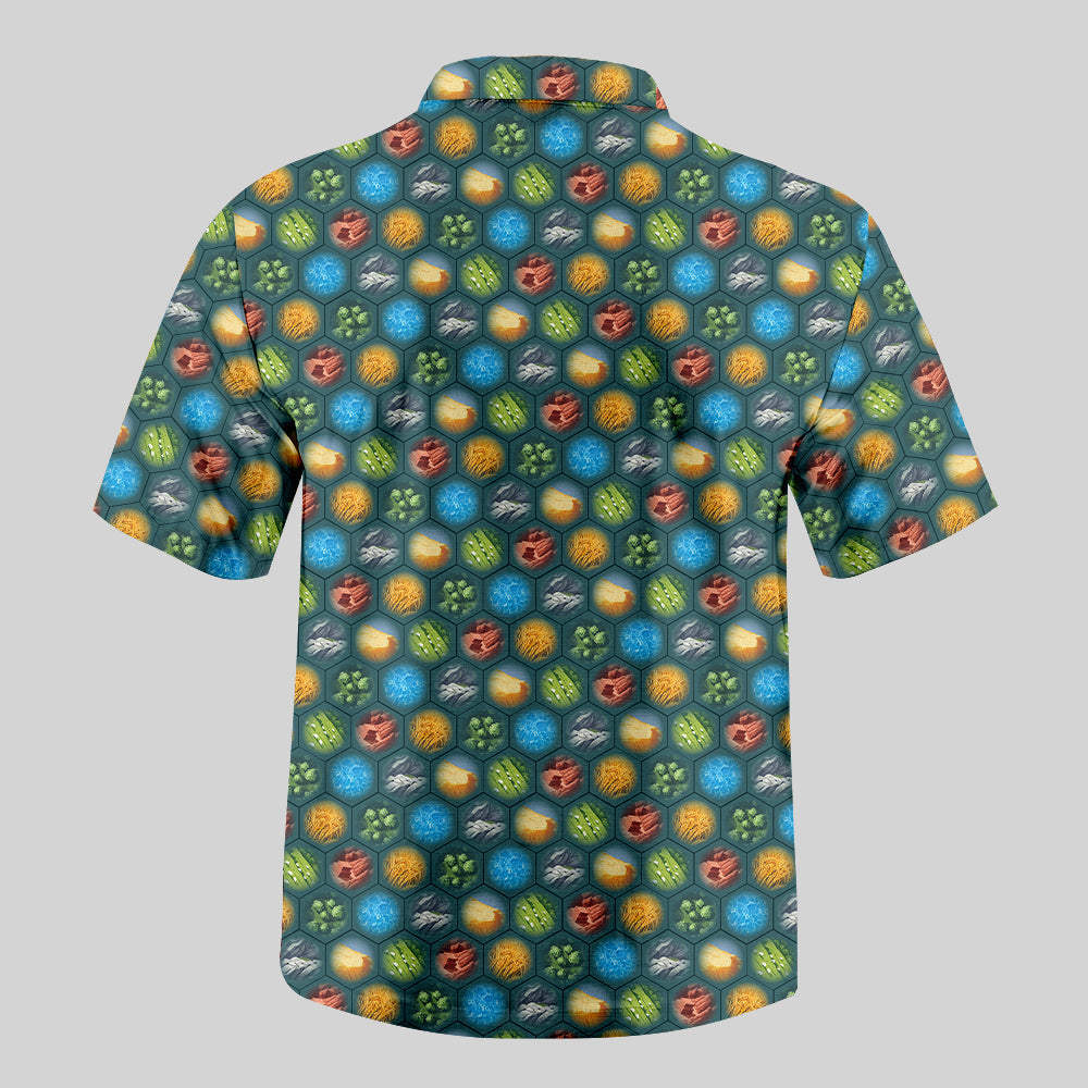 Chemise Hawaïenne à Poche - Imprimé Intégral Jeux de Société Vert